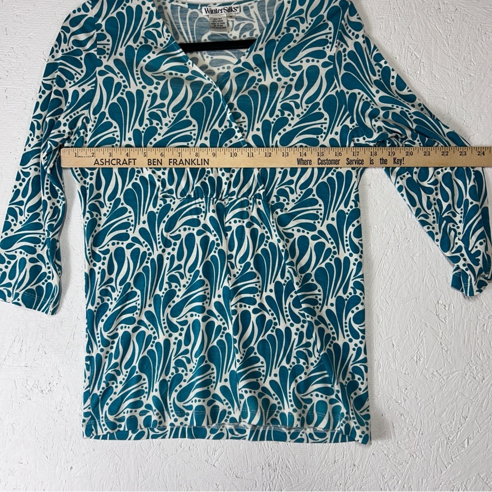 Winter Silks Top Womens Size M 60% Silk 40% Modal High Waisted 3/4 Sleeves Soft! - Picture 8 of 11